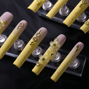 Uñas Postizas de Ataúd Hechas a Mano al por Mayor, 10 Piezas, Reutilizables, Cobertura Completa, Uñas Acrílicas Artificiales Largas, Precio de Fábrica - Product Image 2