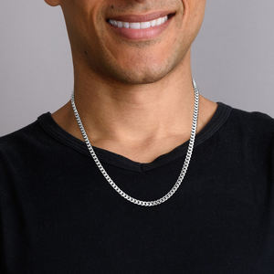 سلسلة كوبية مملوءة بالفضة الإسترلينية عيار 925 مقاس 5 مم، قلادة كوبية من الفولاذ المقاوم للصدأ بتصميم ميامي للرجال، مجوهرات فاخرة وهدايا للنساء بستة جوانب - Product Image 5