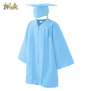 Vestido y gorra de graduación para niños de fábrica, vestido de graduación azul real de poliéster mate para niños, logotipo de colores personalizado - Product Image 3