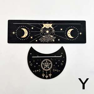 Novedad de Fábrica: Soporte de Madera Negra para Cartas de Tarot, Decoración del Hogar, Tallado en Madera de Tilo, Diseño de Luna, Sol y Estrellas - Product Image 4