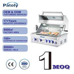 304 Stainless Steel Heavy Duty Multifunction Outdoor Kitchen Built in Gas Charcoal Double Use BBQ Grills Stove With Rotisserie
