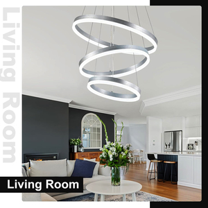Langlebige dimmbare stilvolle 72-W-LED-Pendelleuchte aus Aluminium Zeitgenössisches Design DIY Lampa ras Colg antes De Techo Silber - Product Image 6