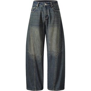Jeans de Pierna Ancha para Hombre FOXA, Mezclilla de Peso Medio, Costura Trenzada, Corte Relajado, Estilo Casual Urbano - Product Image 6