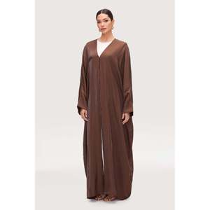 Para <span class=keywords><strong>Zara</strong></span> Chocolate Open Abaya en satén Elegante <span class=keywords><strong>vestido</strong></span> de novia - Product Image 3