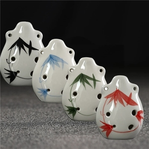 Ocarina chinoise en porcelaine blanche à 6 trous, style collier, instrument de musique folklorique, cadeau souvenir, vente en gros - Product Image 6