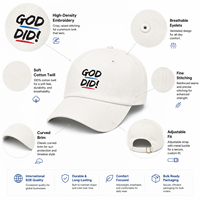 Casquette de baseball personnalisée avec broderie de slogan religieux, en coton doux, style Dad Hat, pour groupes religieux et événements religieux, vente en gros