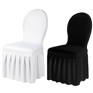 Fundas para sillas de alta calidad con falda, Fundas protectoras de comedor de LICRA elásticas largas, funda para Hotel, boda, evento, banquete - Product Image 1