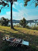 Barbecue portable et pliable avec grille à viande pour une utilisation en intérieur, en extérieur, à la maison, en camping