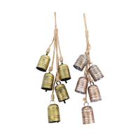 Guirlande de clochettes métalliques vintage avec corde en chanvre et jute pour la décoration de Noël, du sapin, de la couronne, de la porte, du mur et de la maison