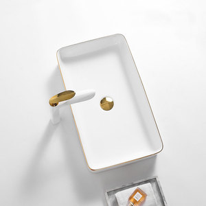 Nouvel arrivage Évier de salle de bain rectangulaire en céramique noire Lavabo à <span class=keywords><strong>main</strong></span> de style moderne Offre Spéciale monté sur comptoir - Product Image 5
