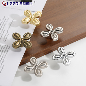 Lideshi Four Leaf Clover Cabinet Handle Chrome Plated Single Hole Drawer Wardrobe <b>Door</b> <b>Knob</b> Durable Furniture Hardware - Product Image 1