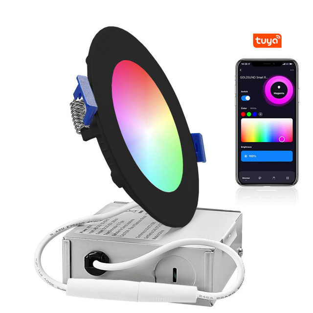 Smart Down Light 6 Inch ultra Thin Recessed Panel RGB+CW Tunable for Living Room