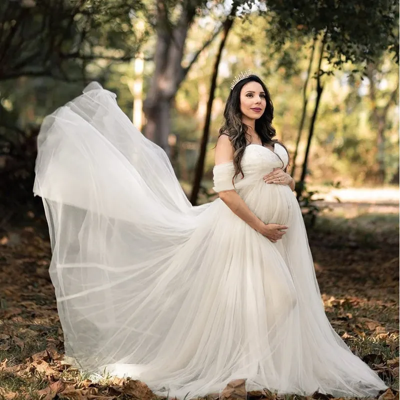 2024 été nouvelle robe robes robes de maternité séance Photo en mousseline de soie mode grossesse robe photographie
