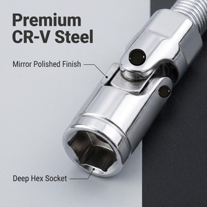Guest Quality Spark Plug Sleeve 16mm Flexible Shaft <b>Extension</b> Rod Deep Hex <b>Socket</b> Mirror Polished Finish - Product Image 1
