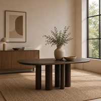 Table à manger ovale longue en chêne massif, table de salle à manger pour hôtel ou villa, design moderne minimaliste avec 6 chaises