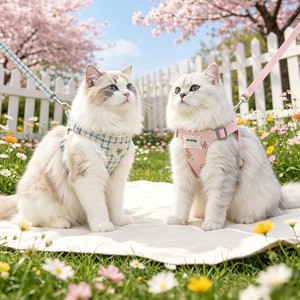 Arnés tipo chaleco para perros y gatos Golden Pet, ajustable, azul, rosa, tamaño pequeño, para salidas, para las cuatro estaciones - Product Image 1