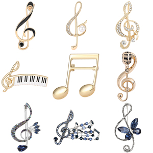 Broches en strass pour femmes et unisexe, épingles en émail motif note de musique de piano, pour banquets, fêtes, sacs à dos, cadeaux, accessoires de bijouterie - Product Image 1