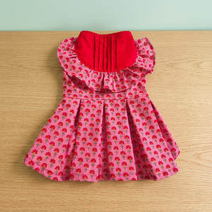 Cute Floral Cotton Sleeveless Pleated <b>Dog</b> Dress Pink Red Flowers Princess Cut Spring Machine Washable Pet <b>Clothes</b> - Product Image 2