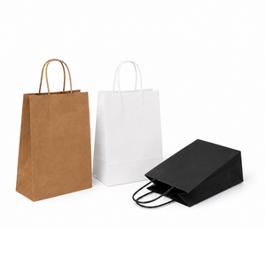 ถุงกระดาษคราฟท์หูหิ้วสีขาวน้ำตาลสำหรับใส่ของกลับบ้าน/อาหาร  ขายดี มีสินค้าในสต็อก พร้อมสกรีนโลโก้ - Product Image 2