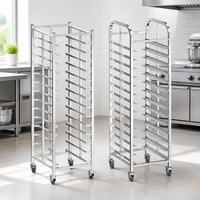 Chariot de rangement pour plateaux de boulangerie en acier inoxydable, multi-niveaux, sur roulettes, mobile, pour restaurant, cuisine, taille et design personnalisés