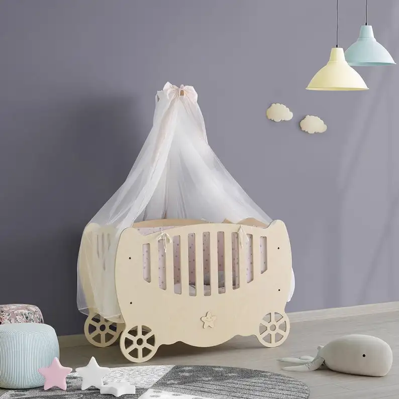 다기능 아기 침대 나무 유아 침대 침대 캐스터 아기 침대 조절 크리 에이 티브 침대