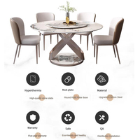 Table à manger moderne italienne minimaliste en pierre frittée blanche, 6 chaises, écologique, prix usine, convertible, luxe léger pour la maison