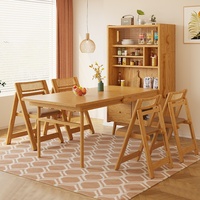 Petite maison moderne Table à manger extensible en bois massif Ensemble de chaises pliables intégrées Armoire de rangement robot Buffet pour petits