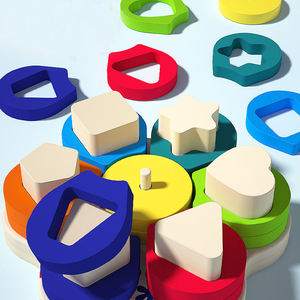 Dropshipping Shopify Fulfillment Geometric Matching Building <b>Blocks</b> Wooden Flower <b>Shape</b> Stacking Toy - Product Image 6