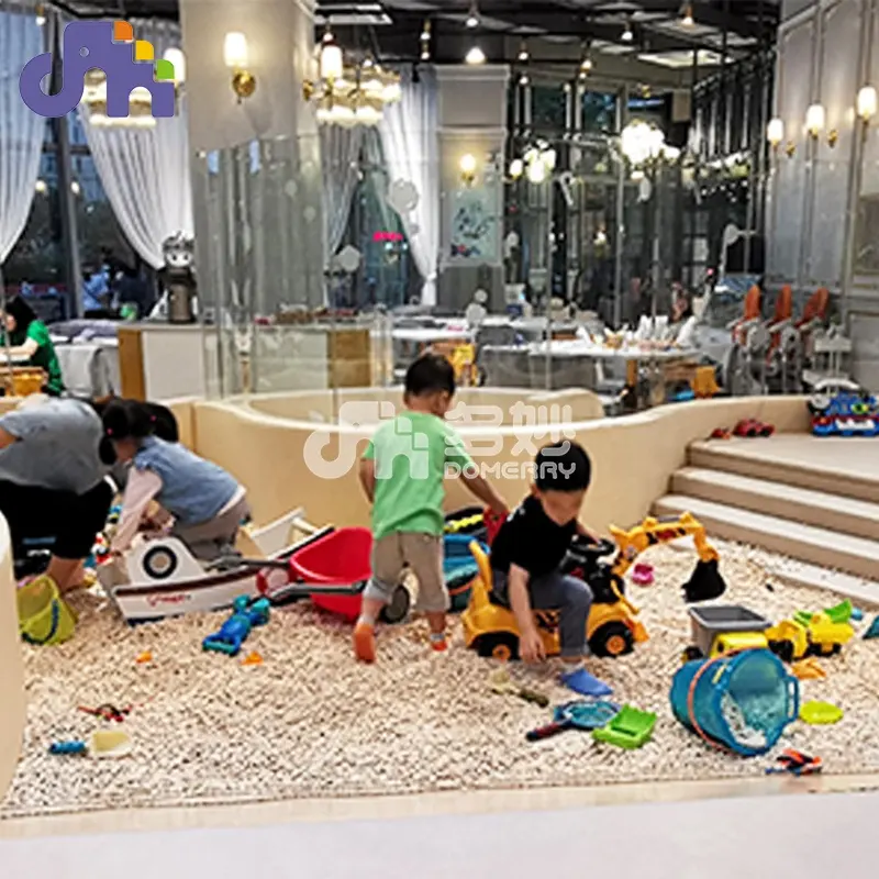 Domerry, parque de recreo interior personalizado, equipo de entretenimiento, piscina de arena de juego suave con grano de madera real para niños