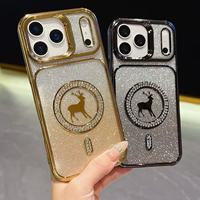Coques de téléphone magnétiques à double dégradé de couleur, avec poudre scintillante électro-plaquée et diamants, pour femmes, de la marque BAILI Factory, pour iPhone 18.