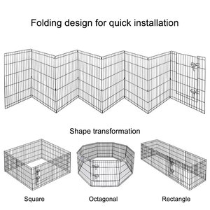Cage pour chien en fer de haute qualité, pliable, ronde, en fil métallique, grande cage de jeu pour chien avec clôture extérieure transparente pour petits animaux - Product Image 2