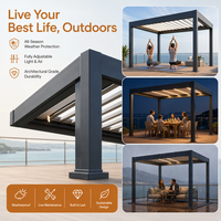 Motorisierte Einziehbare Aluminium-Pergola 4x3m mit Lamellendach, Komplettset für Hinterhof, Freizeitgarten und Terrasse
