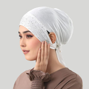 Jersey de algodón con diamantes de imitación elásticos de moda para mujer musulmana, turbante interior, gorra interior, accesorios para hiyab - Product Image 3
