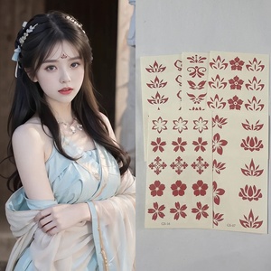 Pegatinas de Pintura Facial Temporal Impermeable con Diseño de <span class=keywords><strong>Flores</strong></span> Hanfu Estilo Chino <span class=keywords><strong>para</strong></span> la Frente y el Cuerpo, Diseño de Tatuaje Bindi - Product Image 3