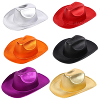 Cappello da Cowboy in Tessuto Neon Dorato per Adulti, per Feste di Laurea, Capodanno, Halloween, Ringraziamento, Festa del Papà, Spettacoli