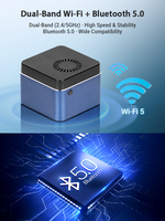 Mini PC Portátil Ultra Pequeño, Celeron J4105 de Cuatro Núcleos, 10W TDP, Doble USB, 1 LAN, 1 HD-MI, 1 Ranura para Tarjeta TF, Controlador Tipo C de 12V CC