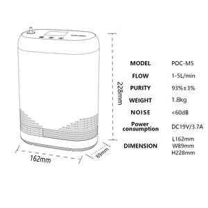 Micitech chăm sóc sức khỏe nhà sử dụng reargable du lịch mini O2 Máy phát điện 5L oxy máy thiết bị xách tay oxy Bộ tập trung - Product Image 6