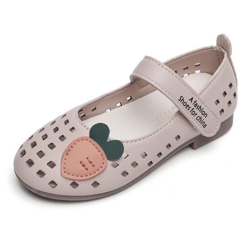Summer girls Korean hollow out small leather shoes school children's magic stickers Doudou shoes student soft sole single shoes