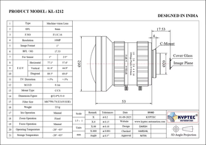 เลนส์วิชันซิสเต็มขนาด 8 มม. พร้อมเลนส์ขนาด 10 ล้านพิกเซลและขนาด 1 นิ้ว - Product Image 6