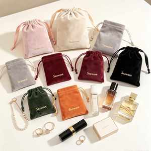 Pochette en velours avec cordon de serrage, logo personnalisé, sac cadeau en velours doux, multicolore, multi-tailles, emballage pour bijoux, sac de rangement avec cordon de serrage - Product Image 2