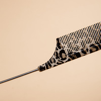 Peigne à queue de rat à imprimé léopard Wanmei Salon Hairdressing, antistatique, résistant à la chaleur, peigne à cheveux pour séparation, peigne en métal carbone pour tresser