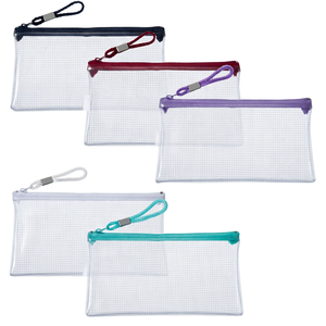 Trousse à crayons transparente Raymay en PVC avec fermeture éclair fine, deux sections détachables à clipser, porte-pages de livre, organisateur de papeterie pour - Product Image 1