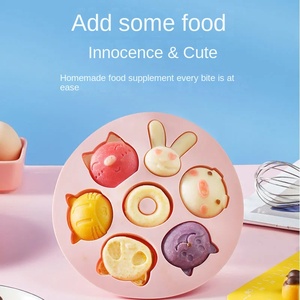 Moule à gâteau cuit à la vapeur rond complémentaire pour aliments pour bébés rose Logo personnalisable résistant aux hautes températures en silicone de qualité alimentaire - Product Image 2