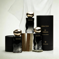 Botella de Perfume de Vidrio Vacía, Negra Degradada, Irregular, de 30ml, 50ml, 100ml, Recargable, con Atomizador de Pulverización Fina, con Caja