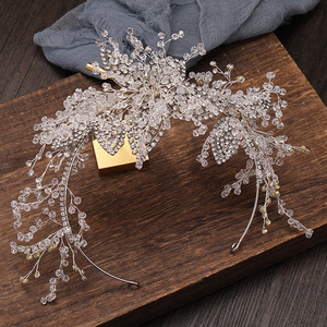 Serre-tête de mariée asymétrique de luxe en cristal en forme de feuille, vigne forestière, accessoire de cheveux de mariage, bijou de tête pour femme - Product Image 5