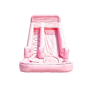 Toboggan aquatique gonflable rose pastel à double voie avec <span class=keywords><strong>piscine</strong></span>, en PVC 0,55 mm, idéal pour la <span class=keywords><strong>location</strong></span> de fêtes de mariage et l'usage domestique - Product Image 2