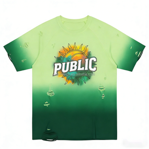 Camisetas de Manga Raglán con Teñido por Inmersión OEM, Gráficos Personalizados, Impresión DTG, Lavado Desgastado, Vintage, 100% Algodón Peinado, Camiseta de Moda para Hombre - Product Image 4