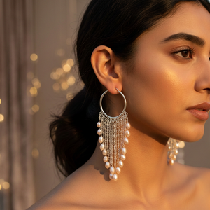 Pendientes de Perlas de Agua Dulce Plateadas, Modernos y Religiosos, Hipoalergénicos, Elegantes, con Borlas, Joyería de Perlas, Regalo de Boda para Mujer, Uso Diario - Product Image 2