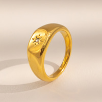 Bague européenne américaine en or 18 carats pour femmes Bague élégante en acier inoxydable incrustée de princesse classique All- Match Personality Niche Ring
