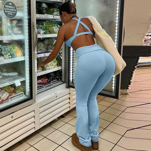 Liu Ming yeni ürünler yaz kadın 2 parça Set yelek yüksek bel tayt spor Yoga ince takım elbise - Product Image 5